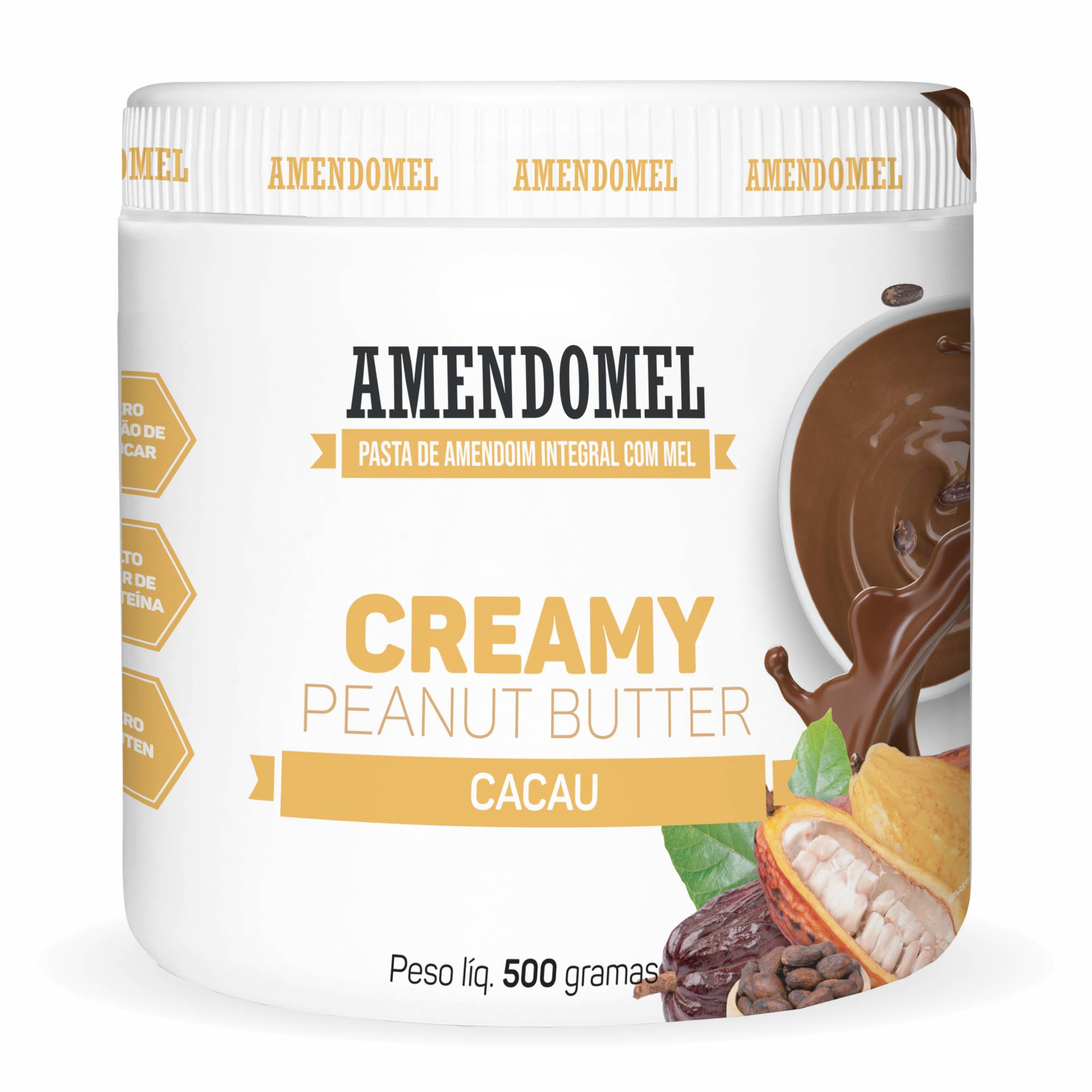 PASTA DE AMENDOIM - CACAU - AMENDOMEL 500G